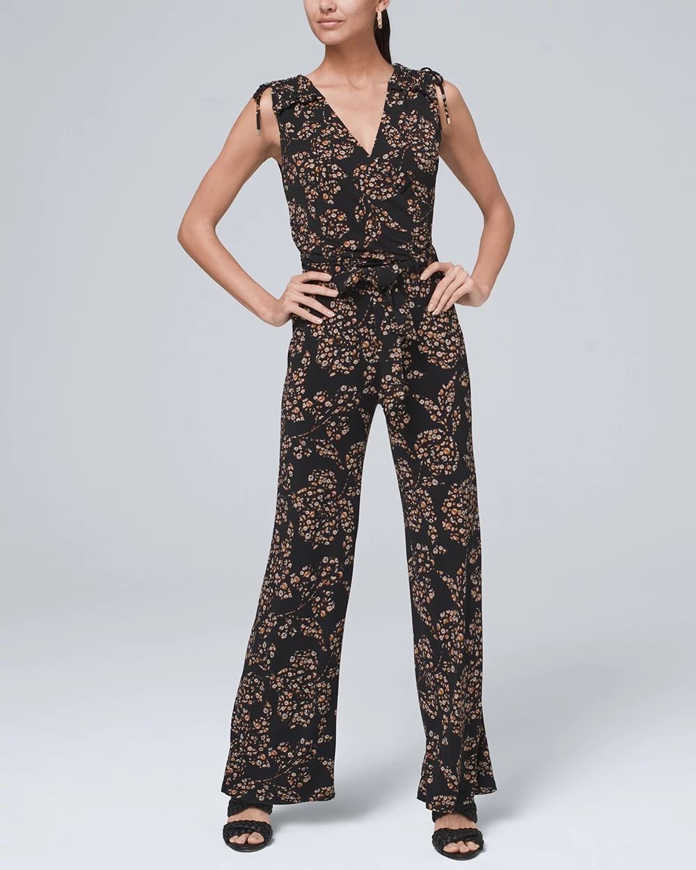 Floral-Print Jersey Knit Wide-Leg Pants