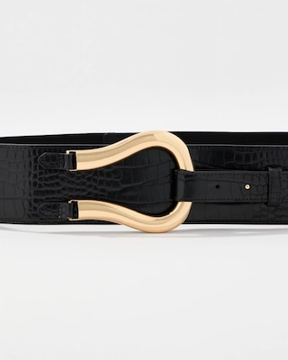 Faux Croc Wide Waist Belt click to view larger image.