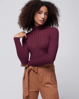 Long Sleeve Cashmere Blend Mockneck