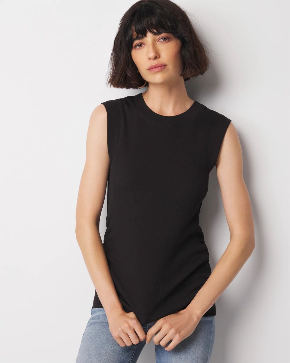 WHBM FORME™ Ribbed Stretch Ruched Side Tank