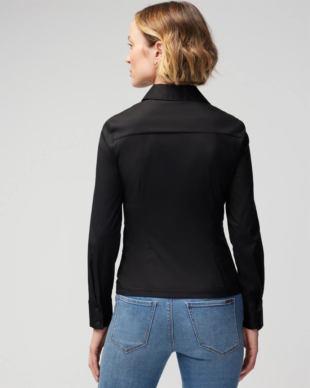 Long Sleeve Ruched Waist Poplin
