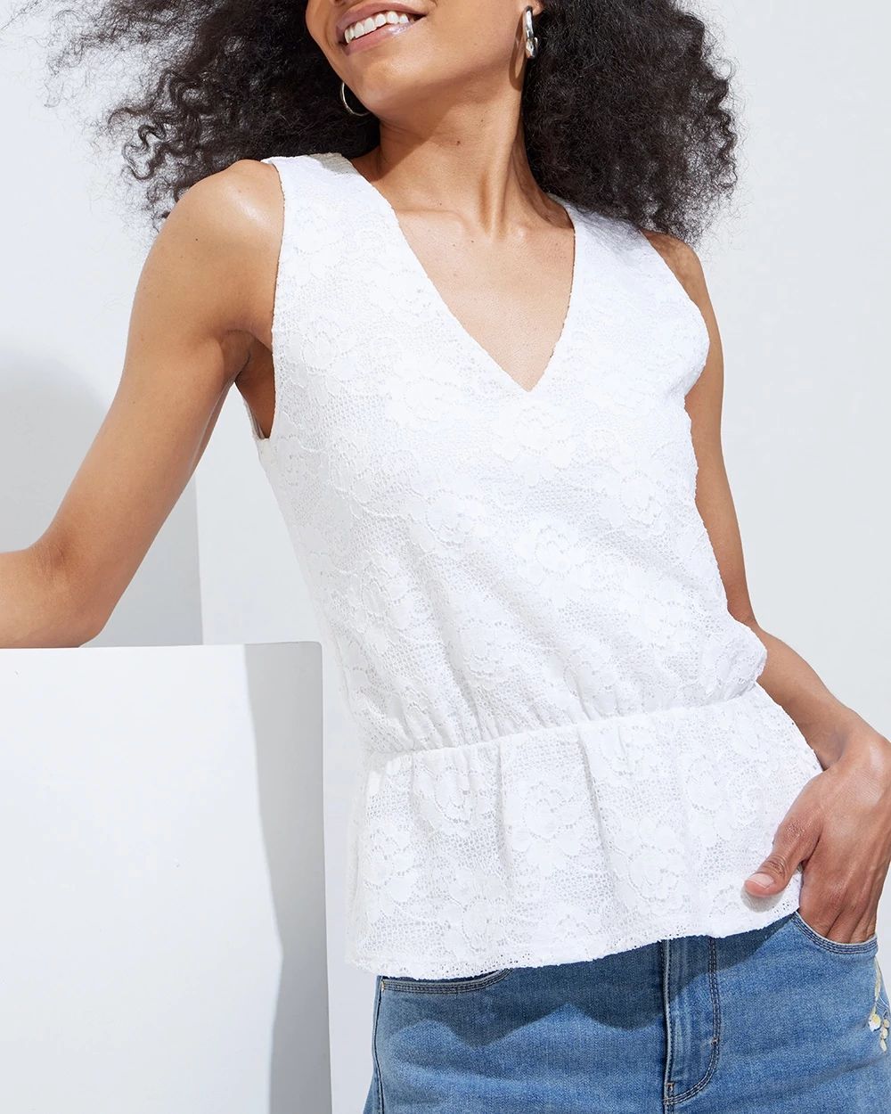 Outlet WHBM Lace V-Neck Tank Top click to view larger image.