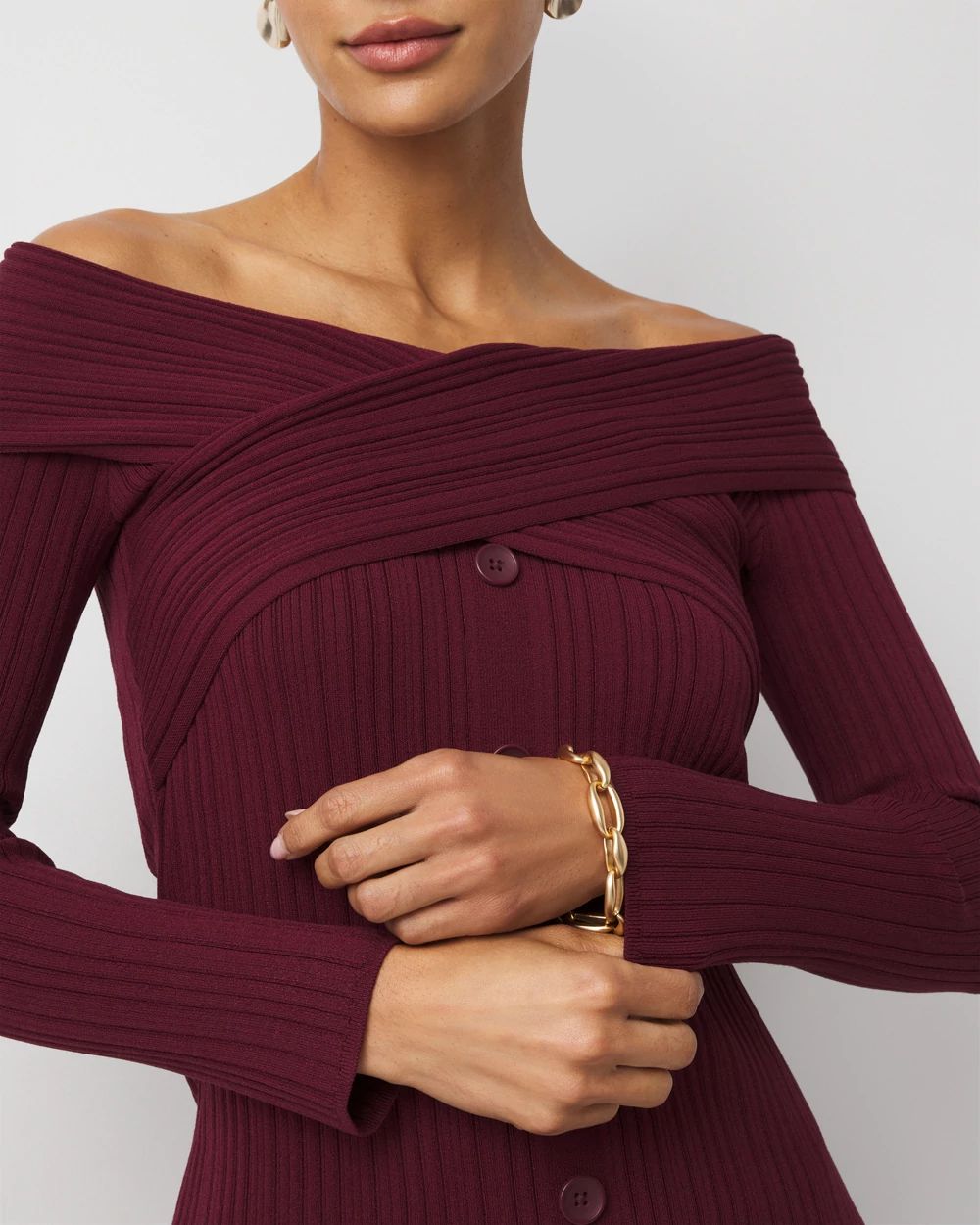 Petite Off-The-Shoulder Sweater Dress