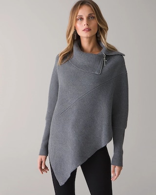 Long Sleeve Zip Neck Poncho click to view larger image.
