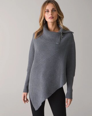 Long Sleeve Zip Neck Poncho