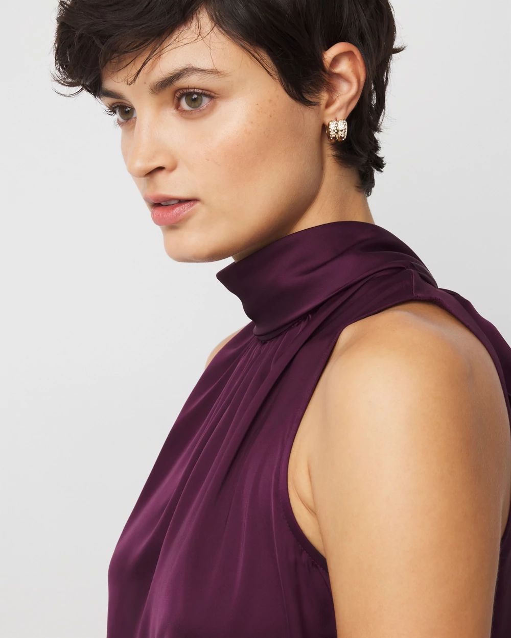 Bow Back Satin Halter Blouse