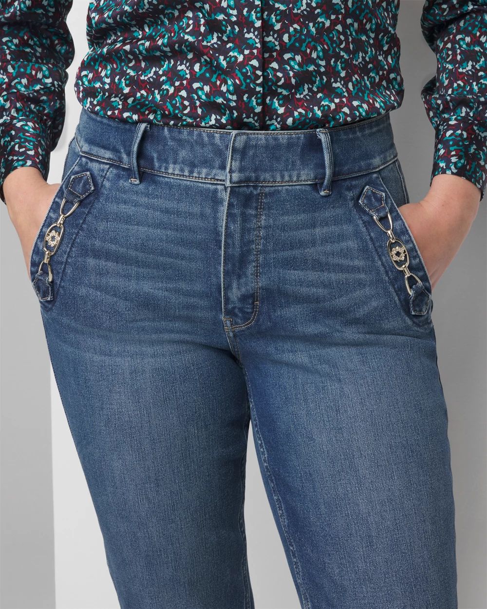 Curvy High-Rise Sculpt Horsebit Straight-Leg Jeans