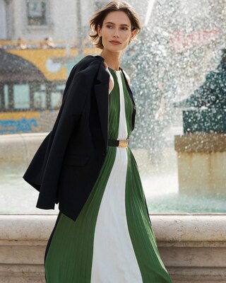 Pleated Halter Maxi Dress