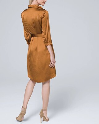 Petite Satin Blouson Shirtdress