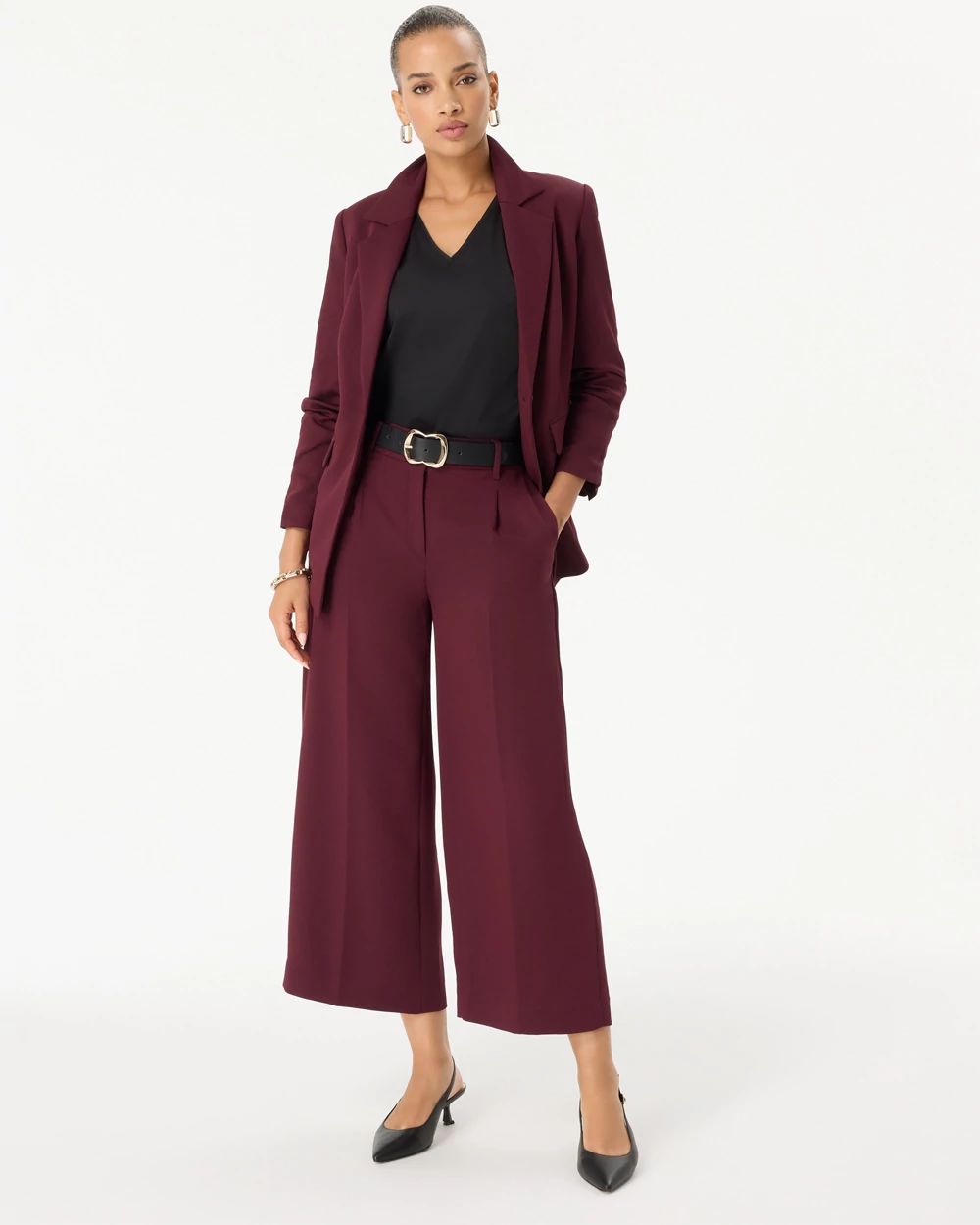 High Rise Wide Leg Crop Pant click to view larger image.