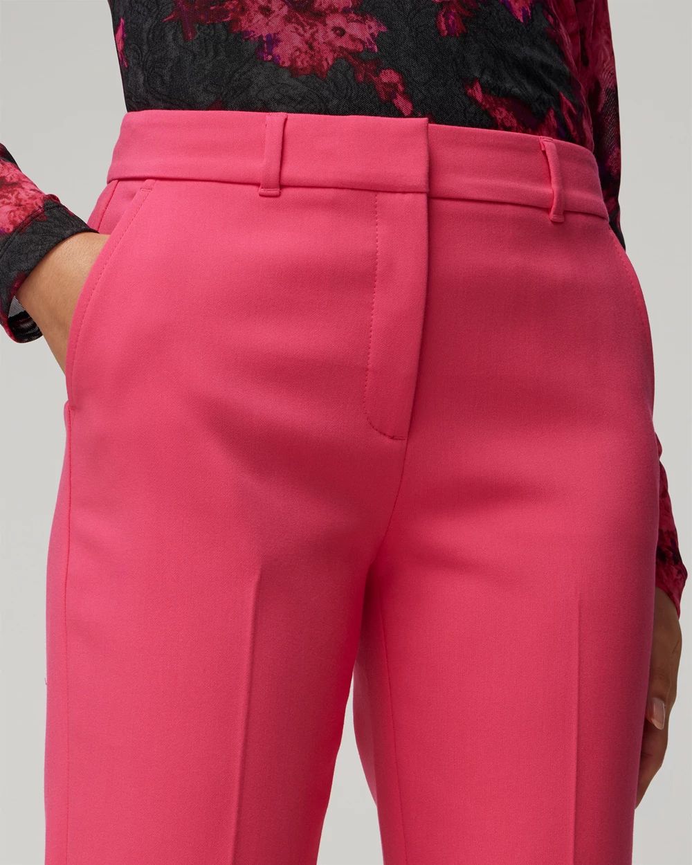 WHBM® Elle Slim Ankle Luxe Double Weave Pants click to view larger image.