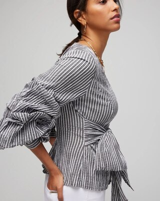 Ruffle Sleeve Seersucker Blouse
