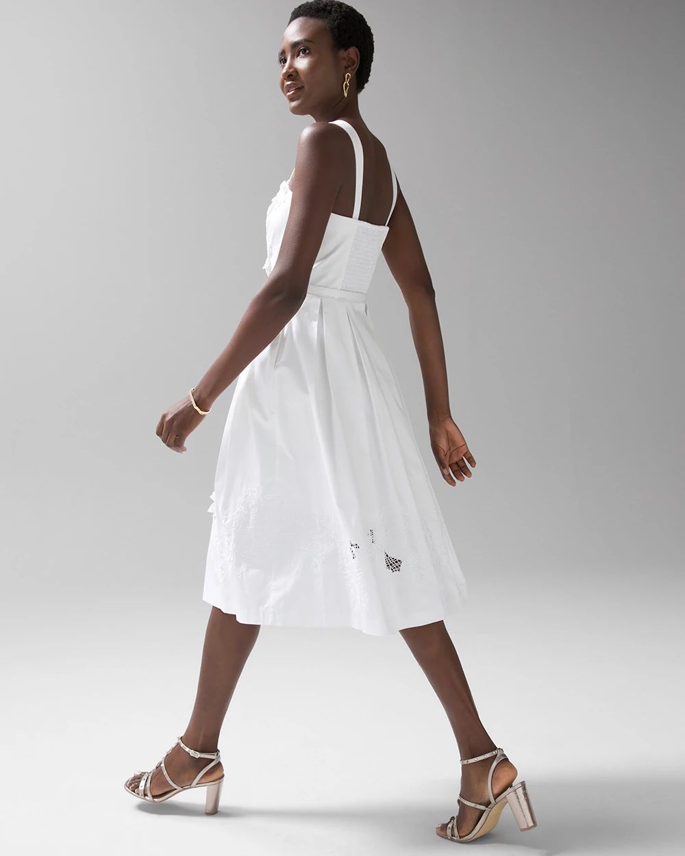 Embroidered 3-D Fit and Flare Dress