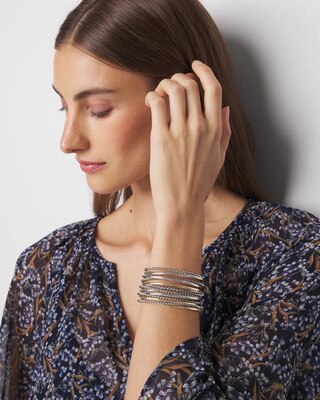 Mixed Metal Rope Wire Cuff Bracelet