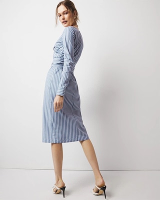 Poplin Twist-Front Midi Shirt Dress click to view larger image.