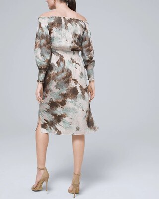 Abstract-Print Smocked Waist Dress
