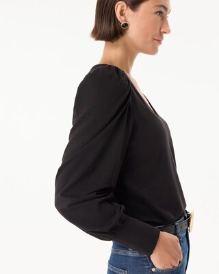 Blouson Sleeve V-neck Top click to view larger image.