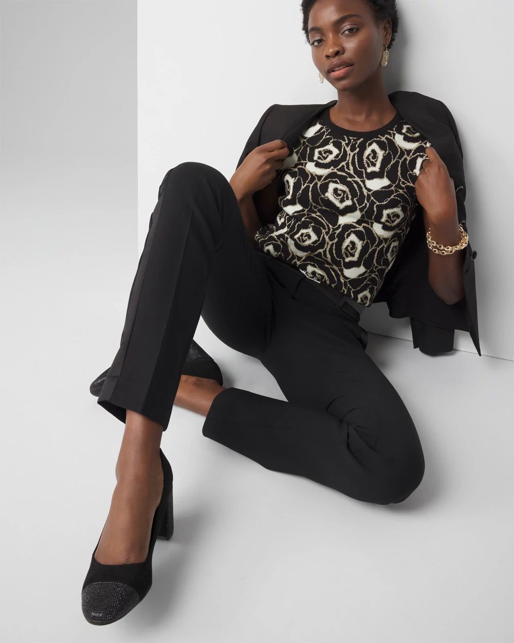 Floral Jacquard Sweater Tee click to view larger image.