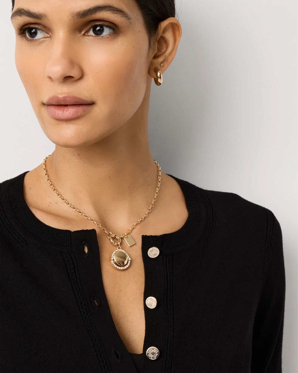 Crewneck Button-Front Cardigan click to view larger image.