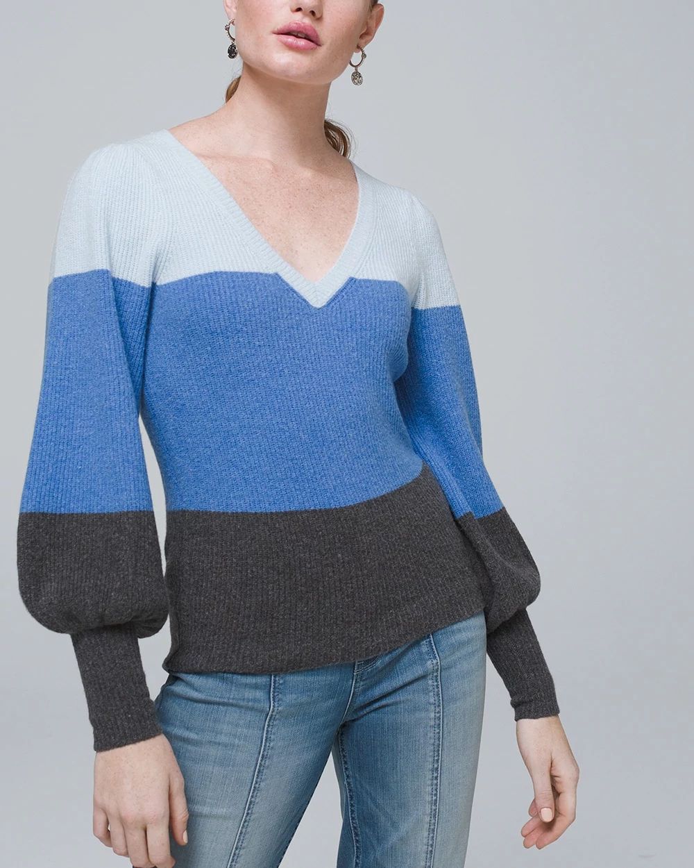 Blouson Sleeve Colorblock Pullover