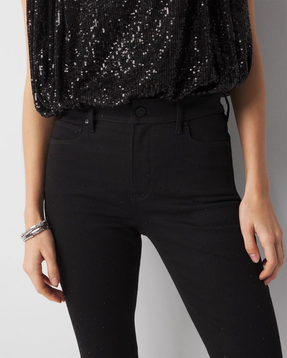 High-Rise Sculpt Embellished Skinny Flare Jeans
