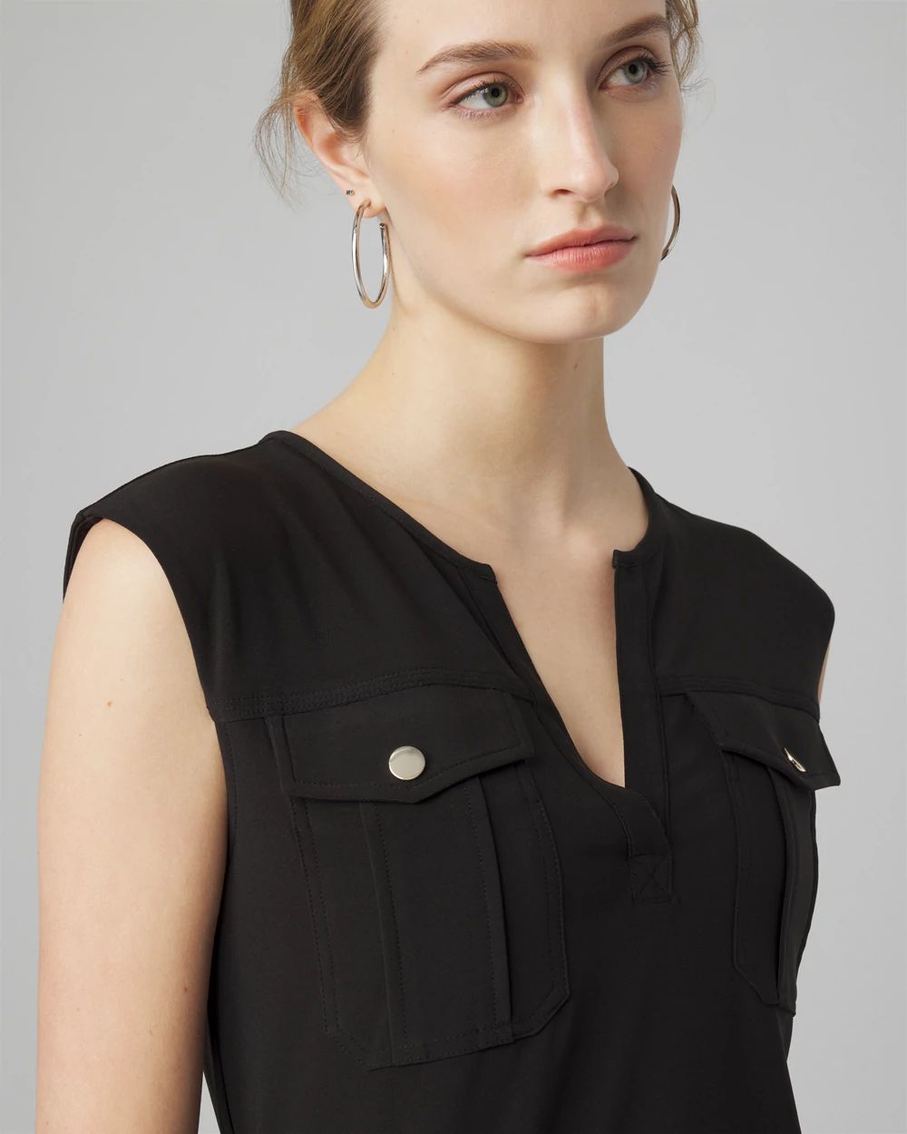 Sleeveless Notch Neck Top