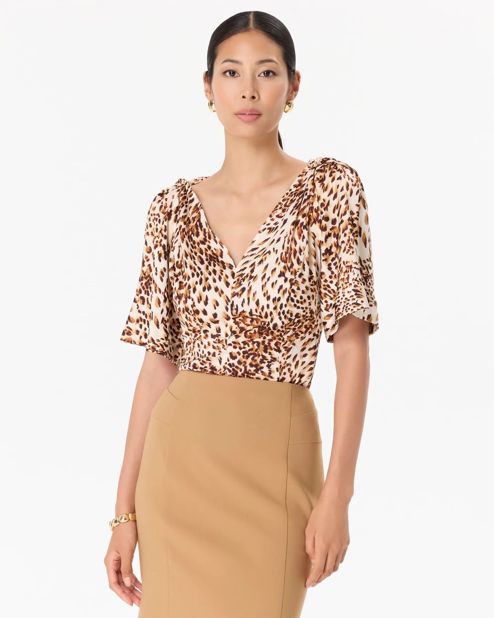 Satin Twist-Shoulder Top