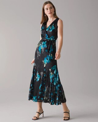 Sleeveless Floral Burnout Midi Dress