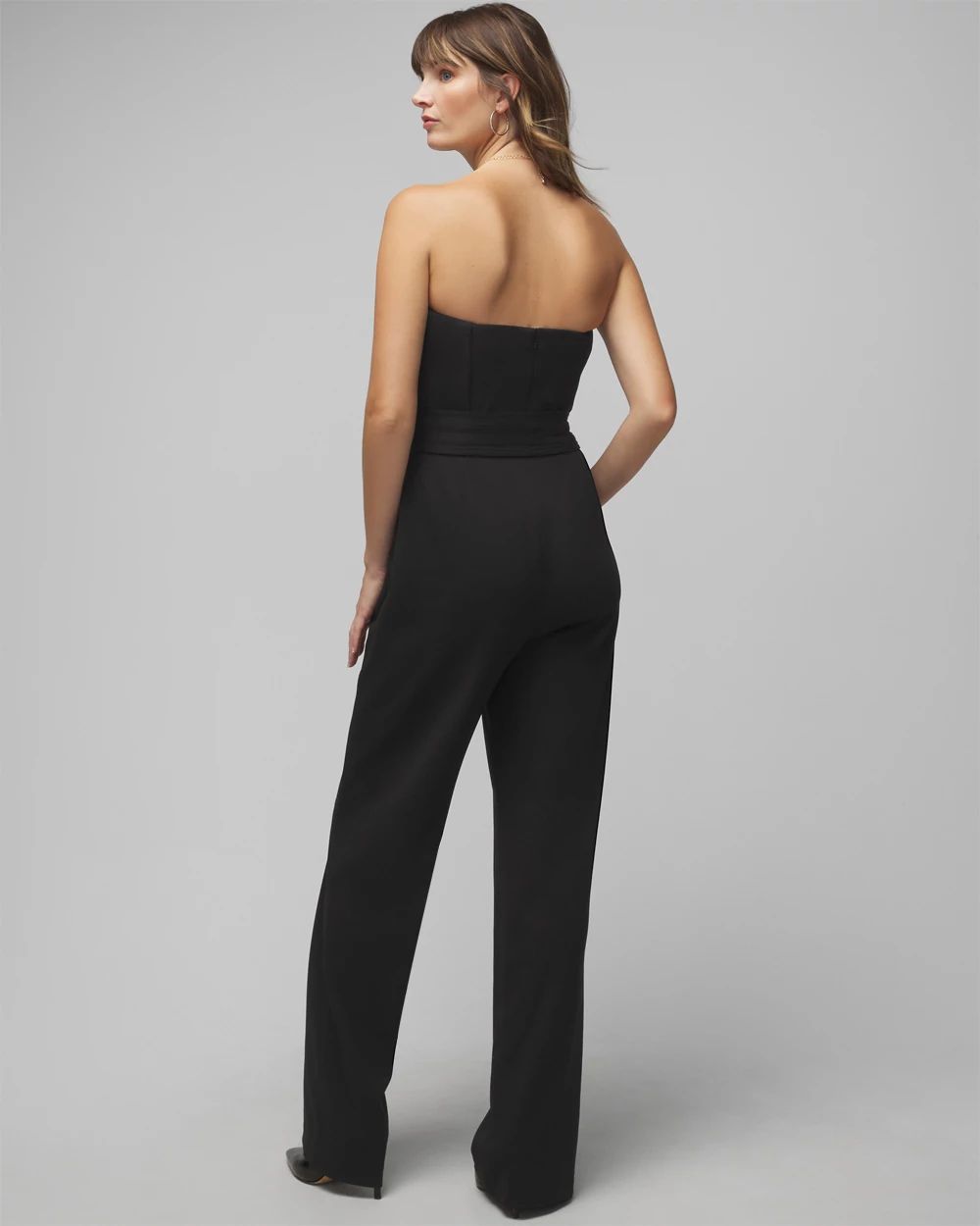 Petite Strapless Belted Jumpsuit