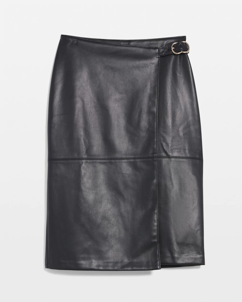 Faux Leather Wrap Skirt click to view larger image.