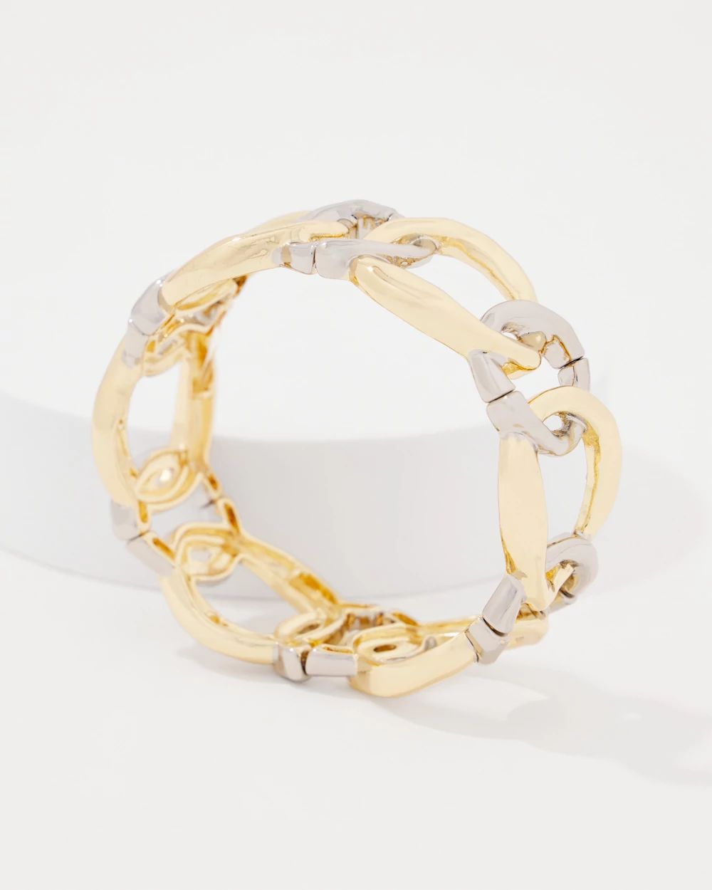 Silver + Gold Sculptural Stretch Bracelet