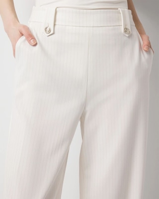 Pinstripe Button-Tab Wide Leg Trouser click to view larger image.