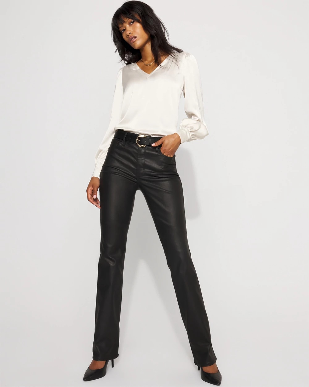 High-Rise Coated Micro Bootcut Jean