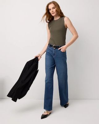 WHBM FORME™ Ribbed Stretch Ruched Side Tank click to view larger image.