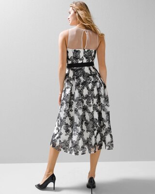 Embroidered Floral Illusion Dress
