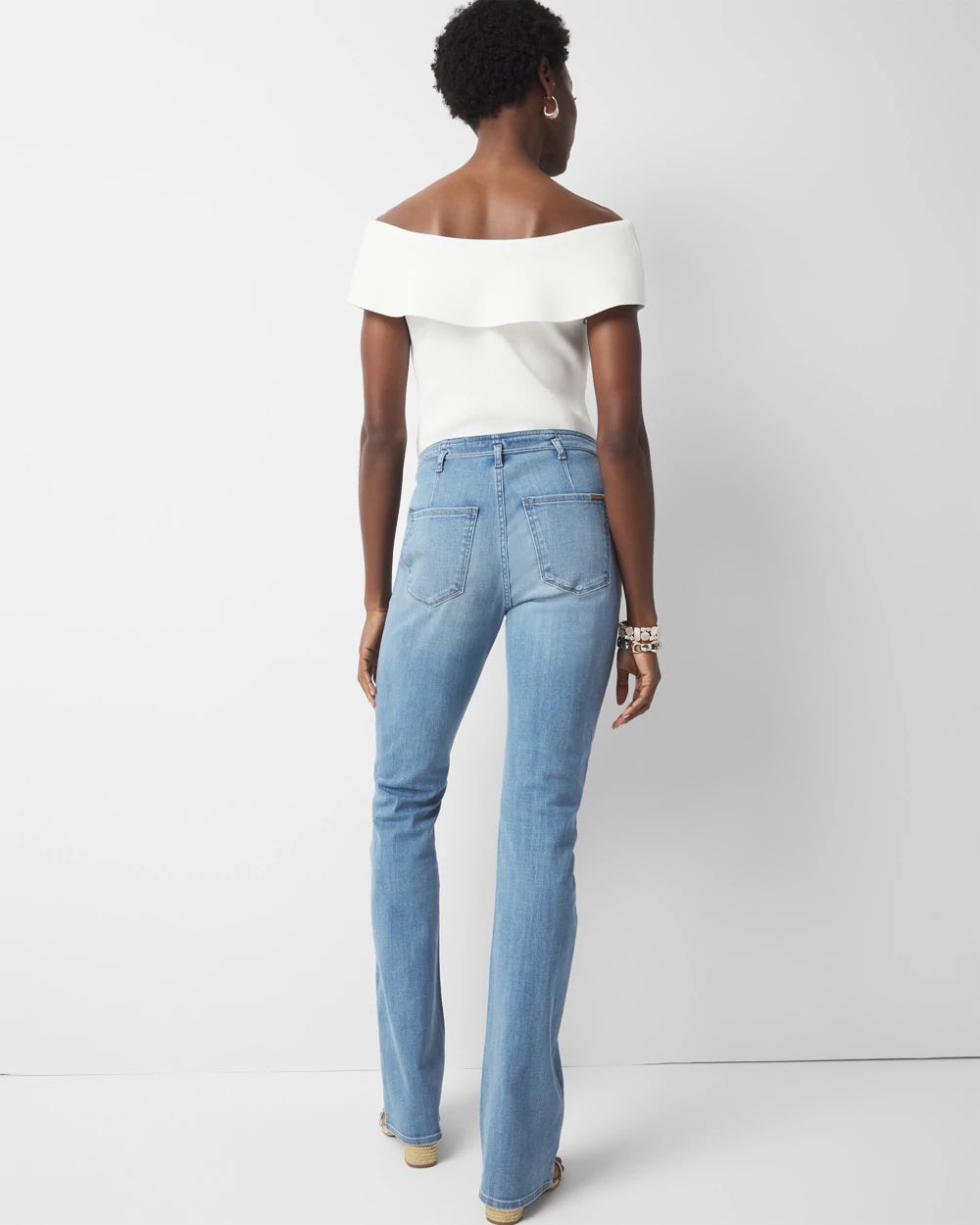 High-Rise Belted Skinny Flare Jean