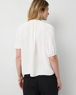 Elbow Sleeve V-neck Blouse click to view larger image.