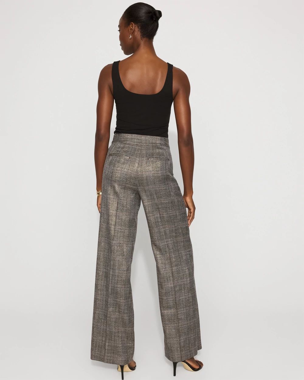 Metallic Plaid Wide Leg Pant click to view larger image.