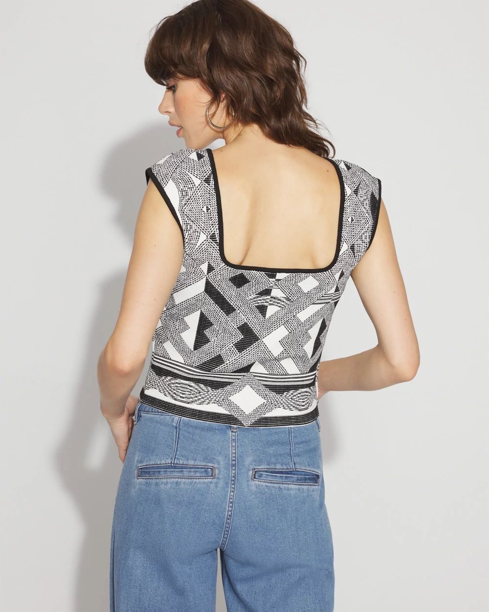 Petite WHBM FORME™ Sculpt Stretch Geometric Jacquard Sweater Tank