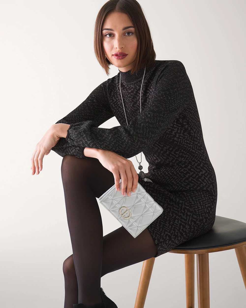 Long Sleeve Jacquard Sweater Dress