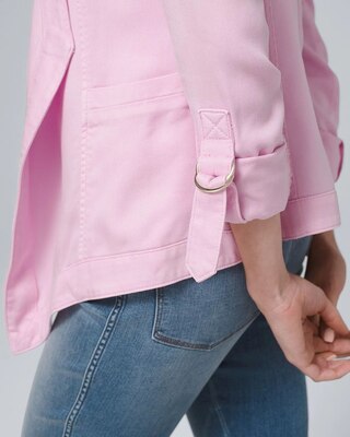 Drape-Front Roll-Sleeve Jacket
