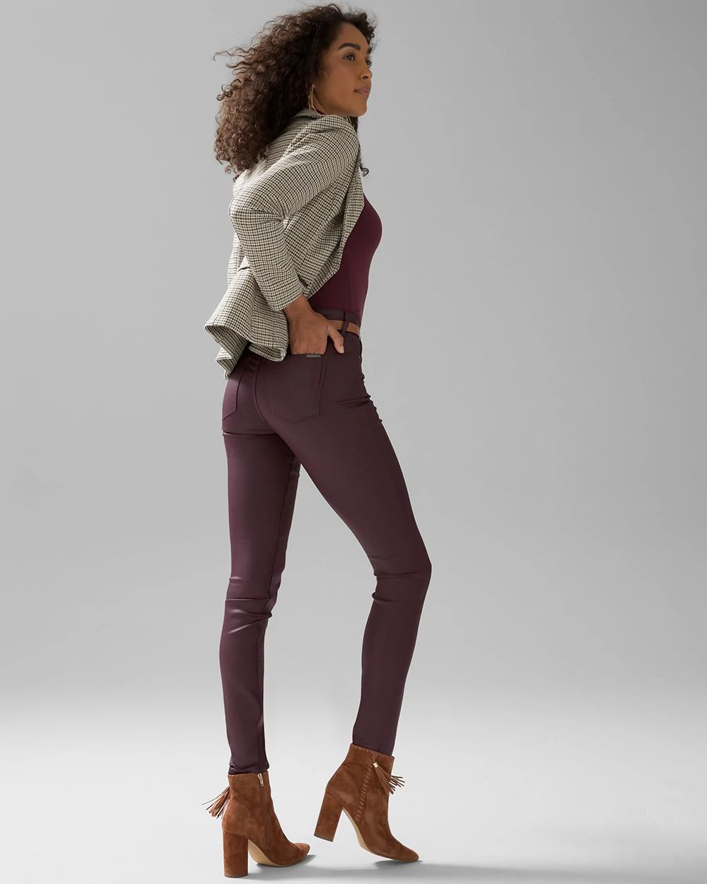 High-Rise Coated Skinny Jeans click to view larger image.
