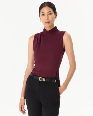 Ponte Mock Neck Sleeveless Top