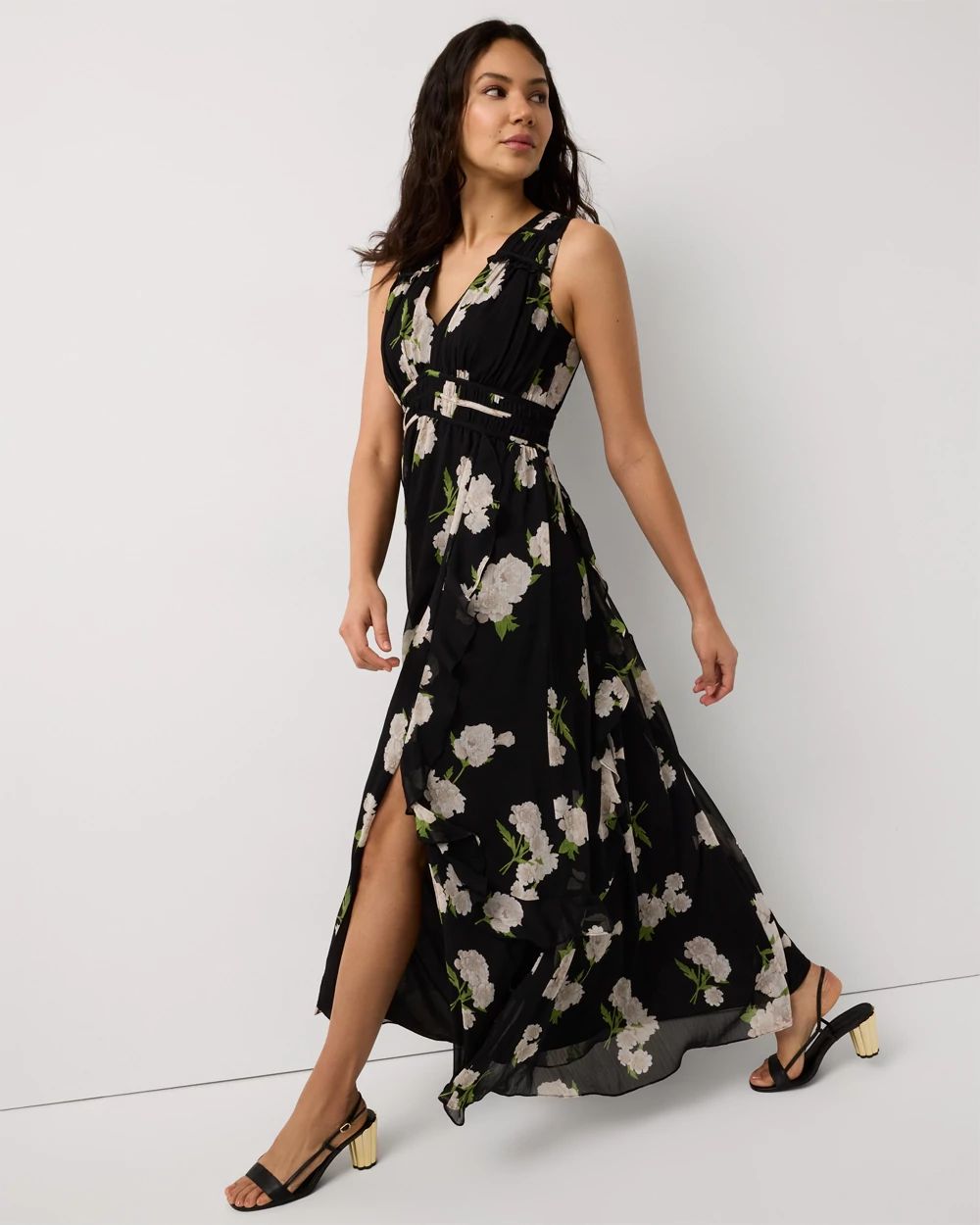 Ruffle Chiffon Maxi Dress click to view larger image.