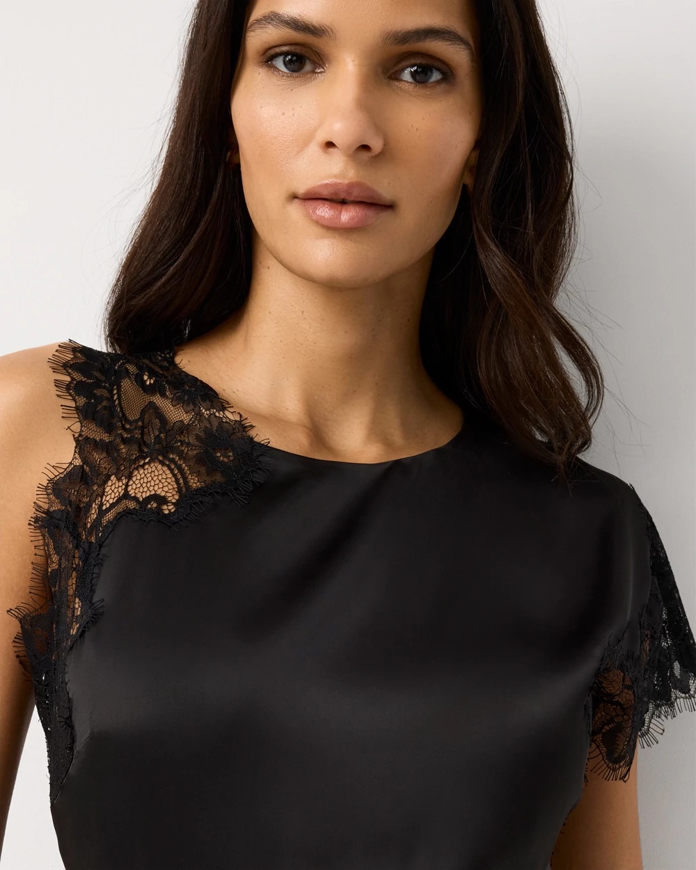 Satin Lace Detail Maxi Dress