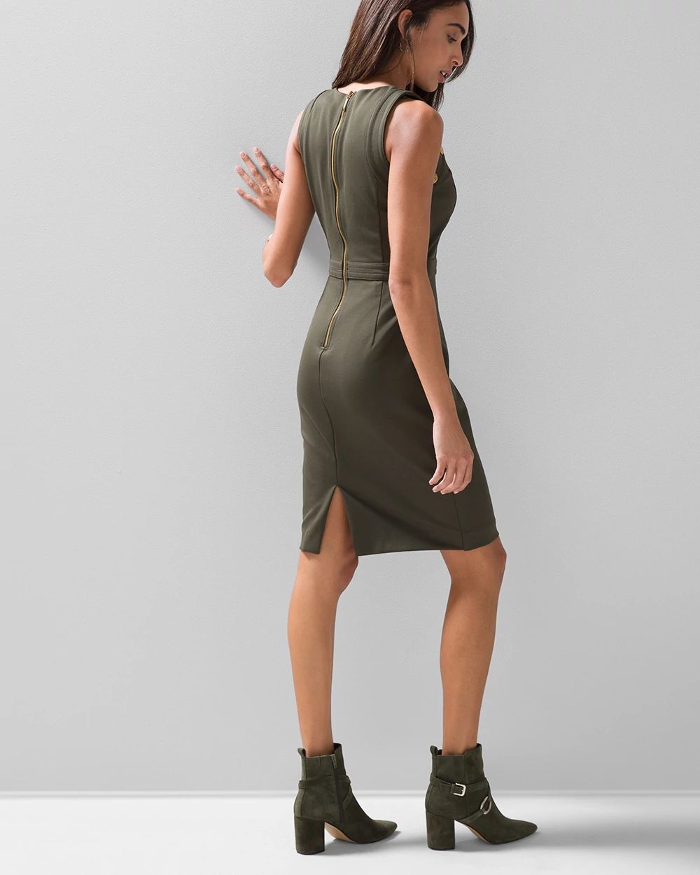 Luxe Stretch Sleeveless Button Detail Dress