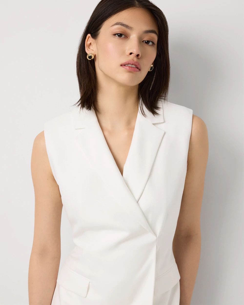 Crosshatch Faux Wrap Blazer Dress