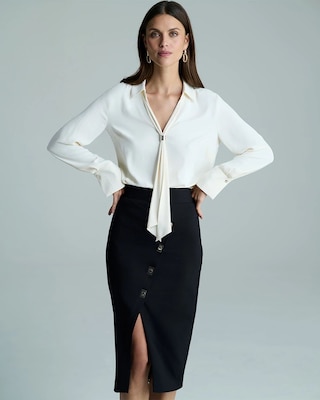 Tie-Detail Crepe Blouse click to view larger image.
