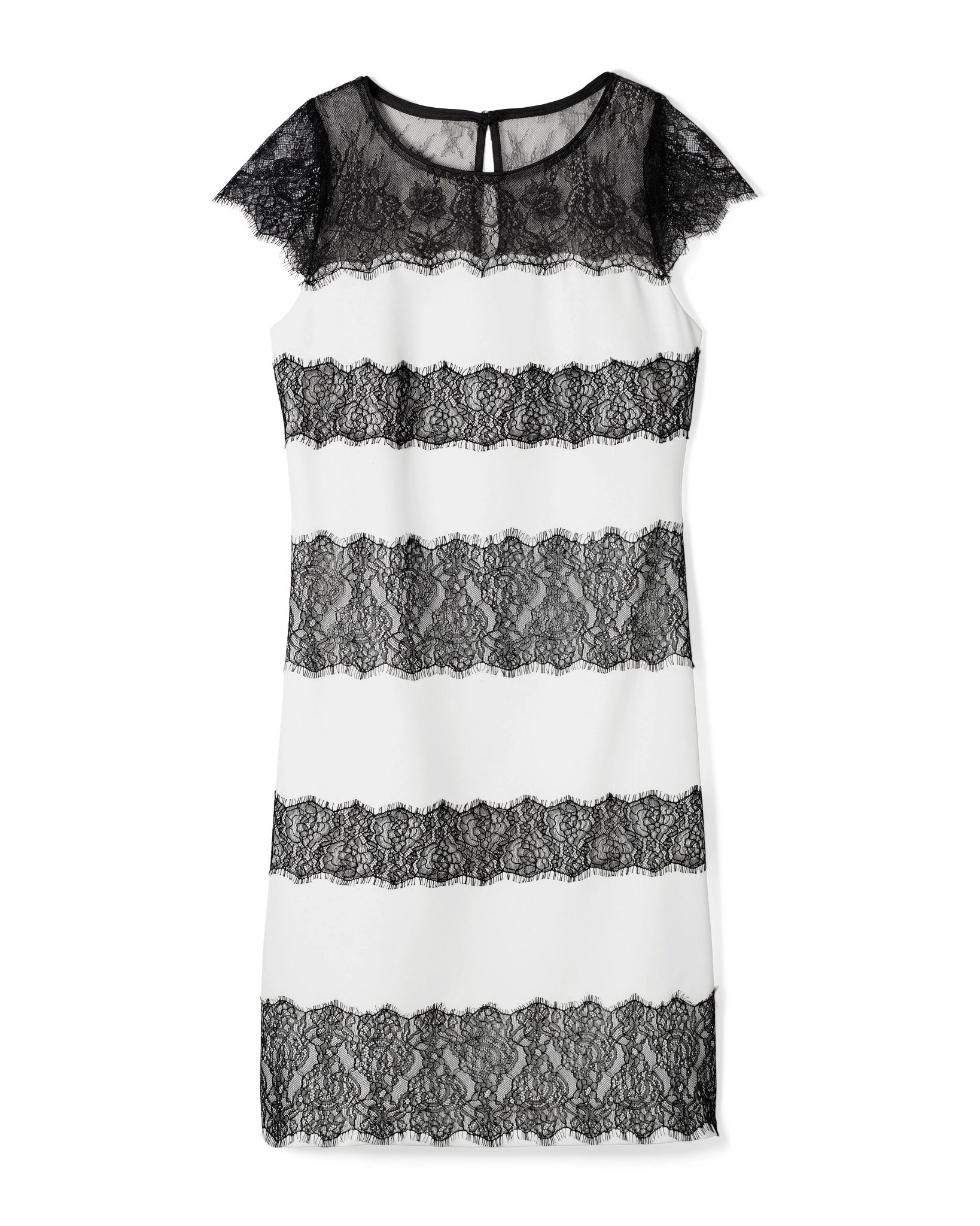Cap Sleeve Contrast Lace Shift Dress