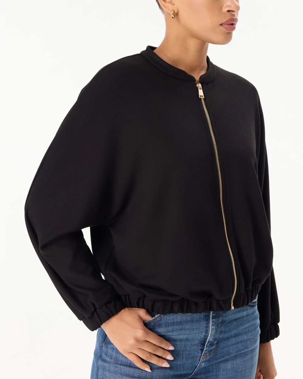 Dolman Sleeve Zip-Up Jacket